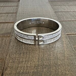 Henri Bendel Two Tier Pave/Channel Set Crystals Silver Tone Bangle